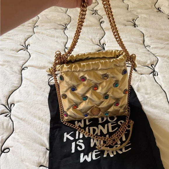 Kurt Geiger Kensington embellished quilted leather drawstring crossbody bag - Picture 3 of 6